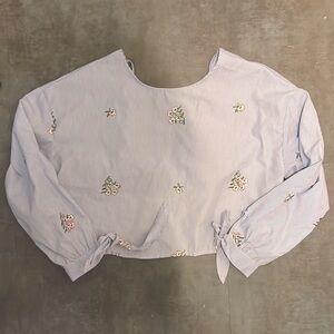 Bleuh ciel tie sleeve open back top